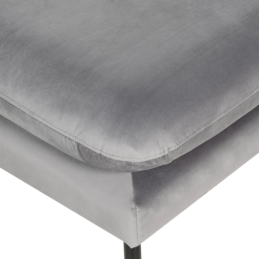 Pouf in Velluto grigio con Gambe Nere 70 x 70 cm stile moderno retrò