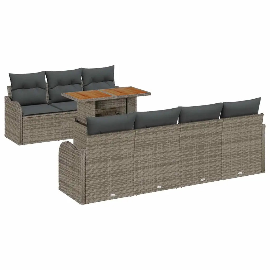 Set Divano da Giardino con cuscino 8 pcs Grigio 3349418