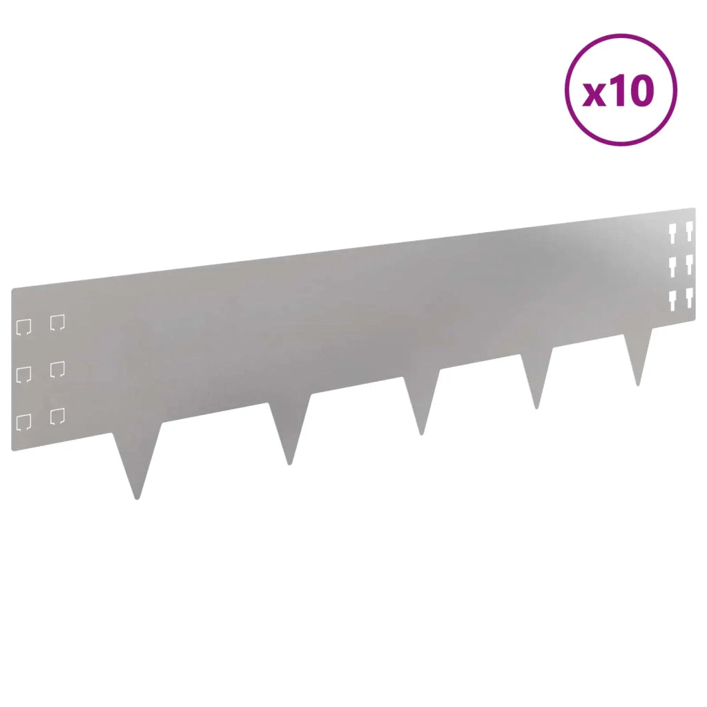 Bordura per Prato 10 pcs 100 x 25 cm Acciaio Argento 8008614