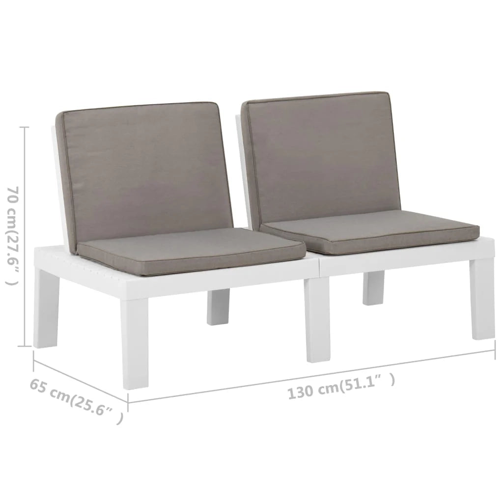 Set di mobili da giardino mobili da esterno 2 pezzi con cuscini in plastica bianca 02_0015899