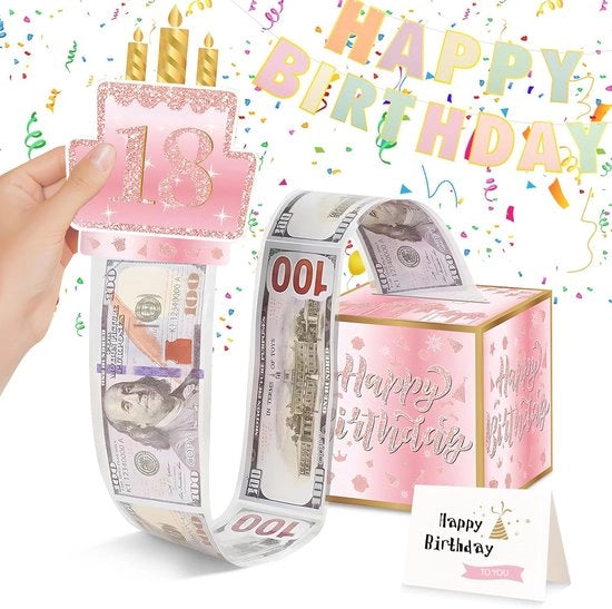Regalo sorpresa Adatto per un compleanno, cassetto di risparmio Regalo sorpresa adatto per un compleanno, sorpresa estensibile fai da te Adatto per un compleanno (rosa)