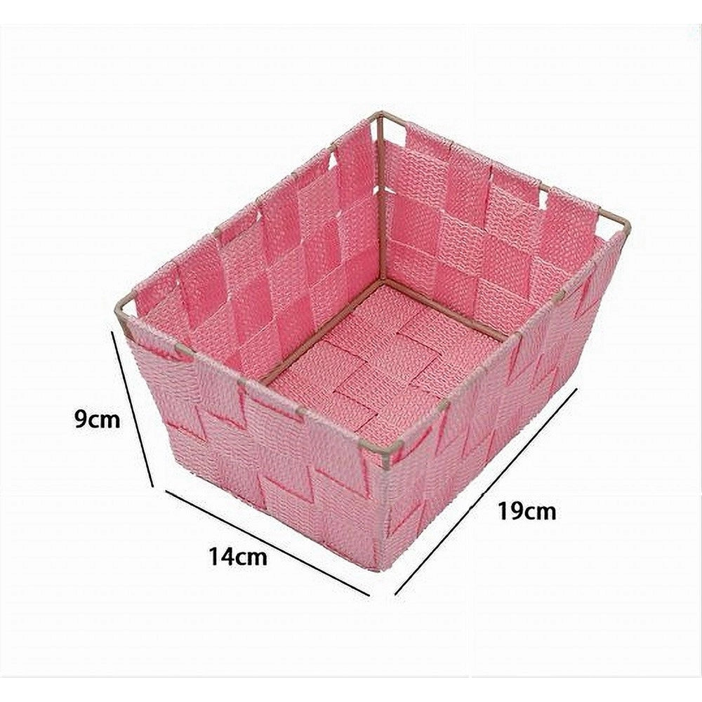 Trade Shop - Portaoggetti Organizer Multiuso Bagno Camera Cucina Tessuto Rosa 19x14x9cm 79011 -