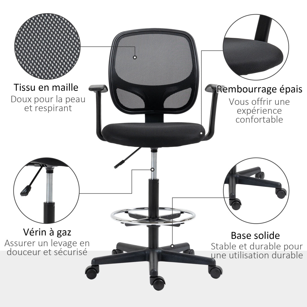 Sedia da ufficio ergonomica ¨C zephmum ¨C nero, rete, regolabile, 60x56x110-132cm