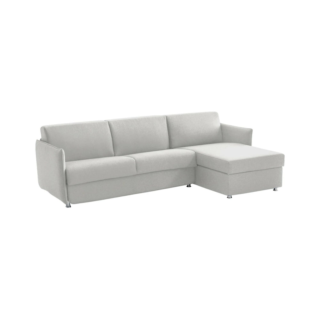 Posina, Divano Fisso con Penisola Sfoderabile Made in Italy, 260x160 cm Grigio Chiaro