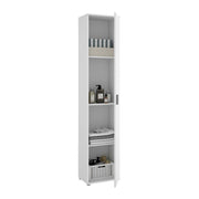 Armadio multiuso Arrow, Mobile multifunzione portascope, Armadio alto multiuso a 1 anta, 39x35h190 cm, Bianco