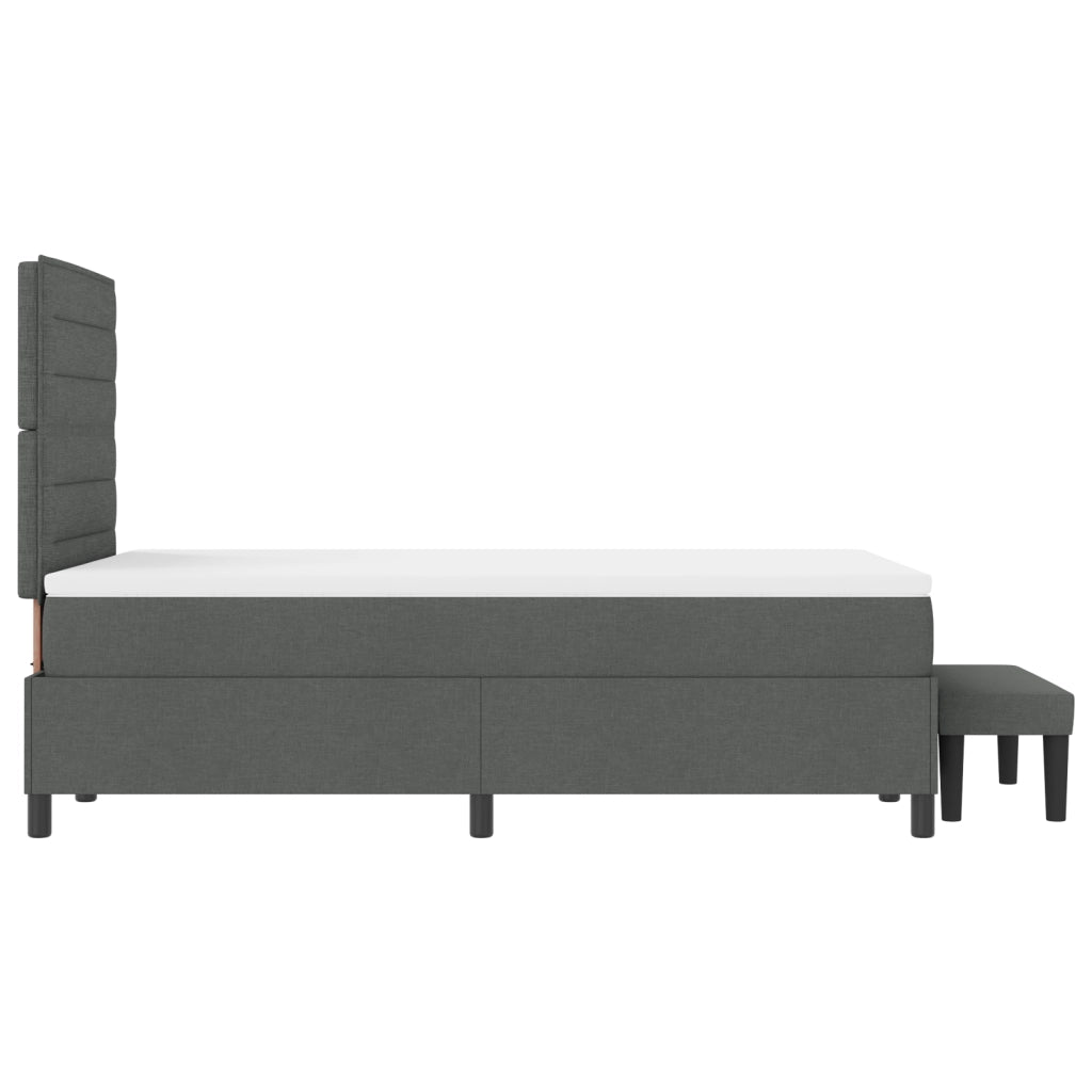 Letto con Box Spring e Materasso & Panchina Grigio Scuro 120x200 cm Tessuto