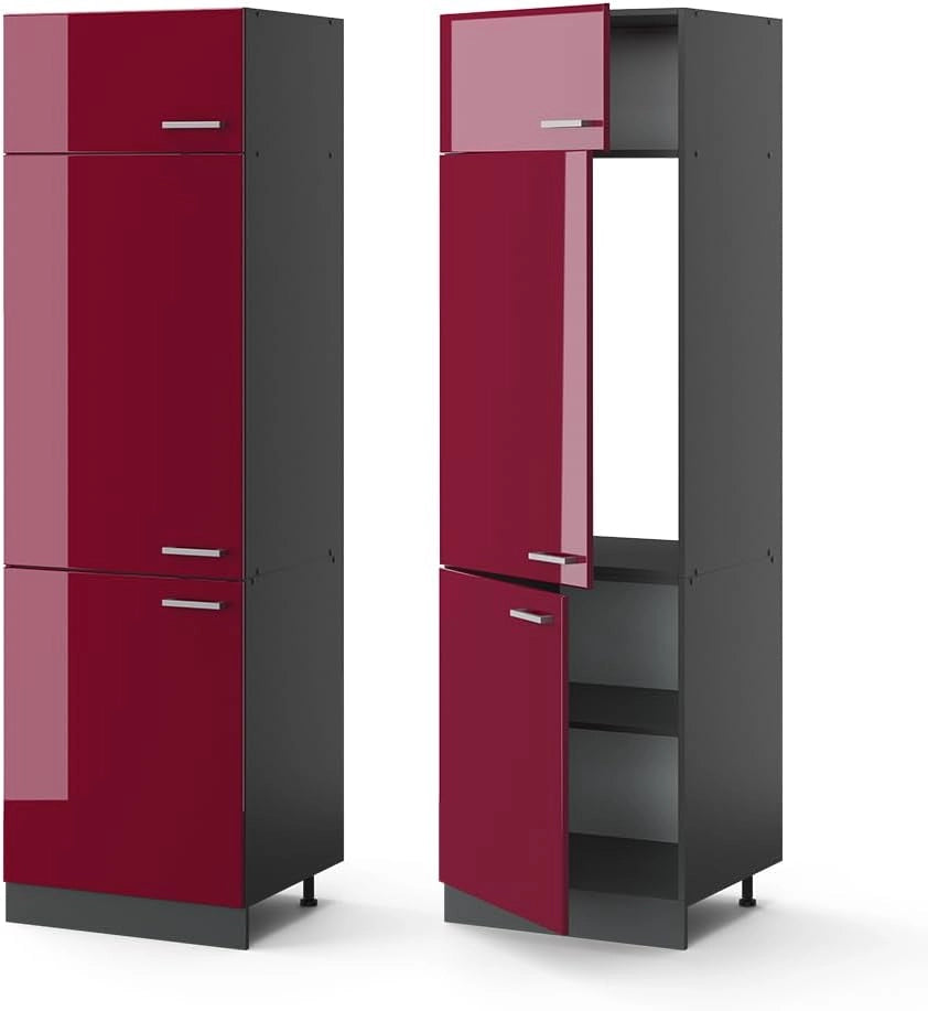 Armadio frigorifero R-Line, Rosso lucido, 60 cm, per la libera combinazione all'interno di sistemi cucina modulari