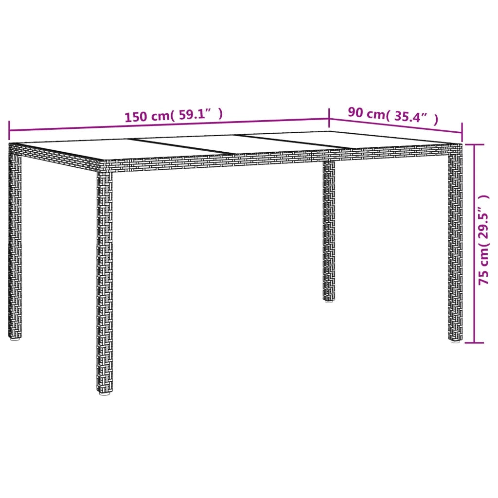Set da Pranzo da Giardino 5 pz Nero con Cuscini in Polyrattan 3187326