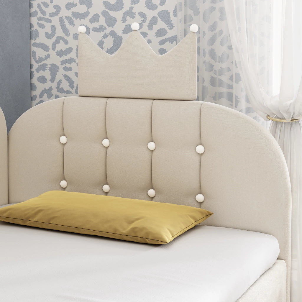 Daybed in velluto beige 90x190 forma L vano idraulico design a corona