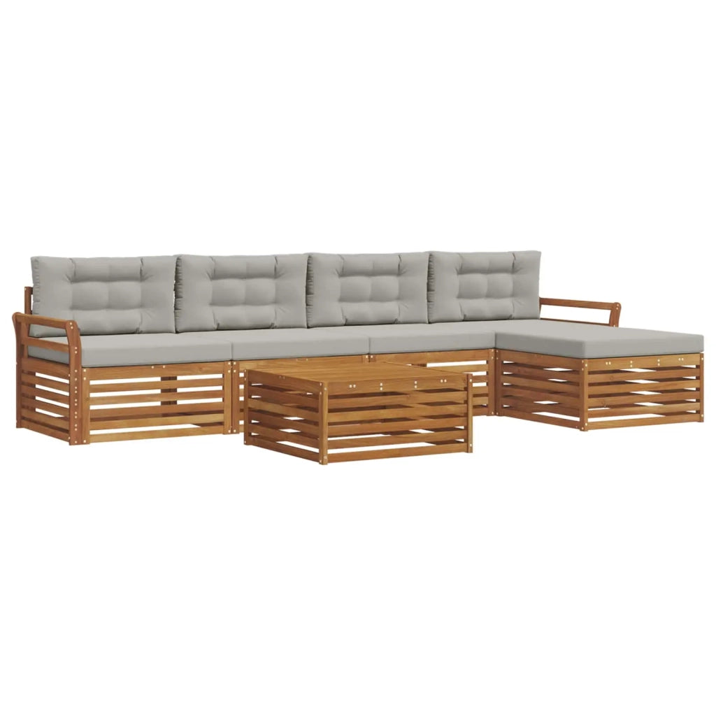 Set di divani da esterno 6 pcs Grigio Naturale e Chiaro