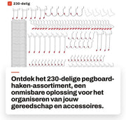 Assortimento di haken per stecca 230 pezzi - Gatenwandhaken - Gereedschapshouders - Wasknijperhaken - Multi-tool rack - 14 tipi di haken