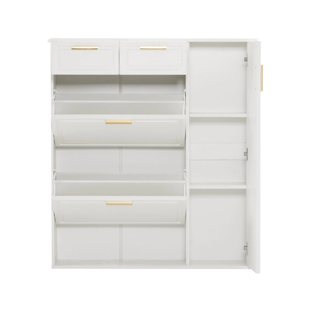 Mobile portascarpe 95x24x107,5 cm con 2 cassetti e ripiani regolabili bianco