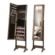 Mobile portagioielli indipendente 35 x 30 x 144 cm con specchio angolato 3 posizioni regolabili design moderno in MDF marrone 20_0018778