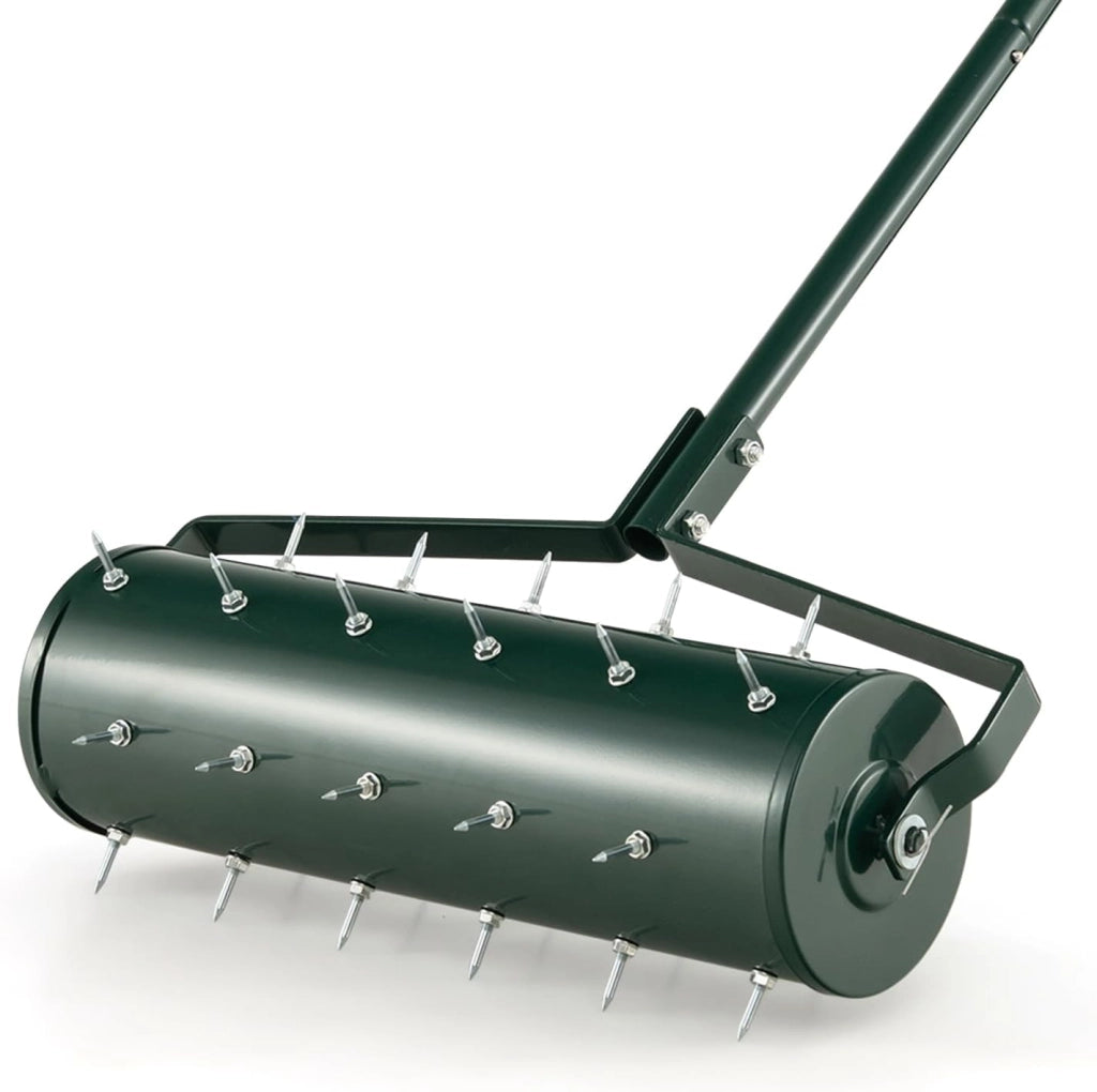 Arieggiatore per Prato a Rullo 44/53 cm, Aeratore Rullo da Giardino Manuale con Chiodi da 3,5 cm, in Metallo Antiruggine con Manico, Ideale per Prato, Orto e Terreno (53 x 130 cm, Nero)