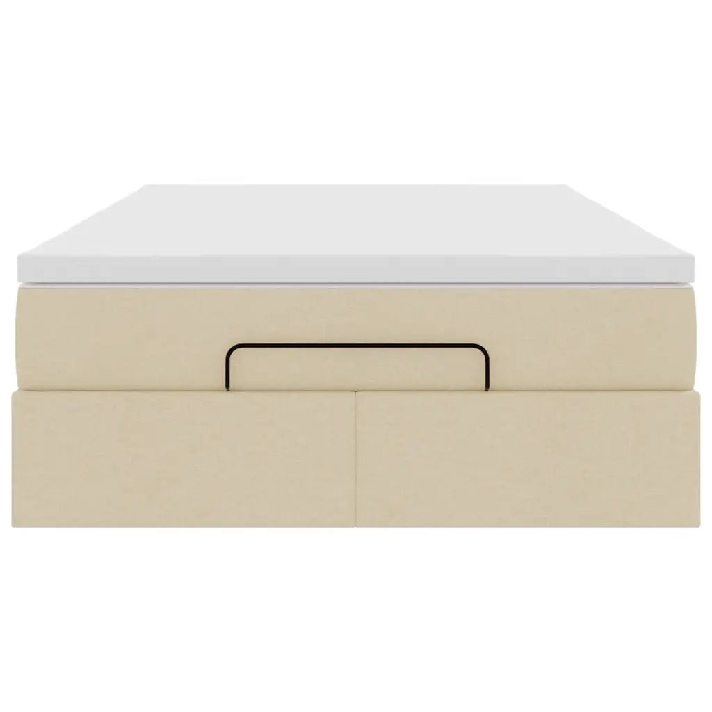 Struttura Letto Pouf con Materasso Crema 120x190 cm in Tessuto
