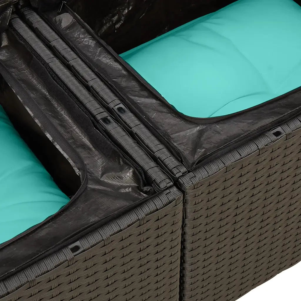 Set Divani da Giardino 6 pz con Cuscini Nero in Polyrattan