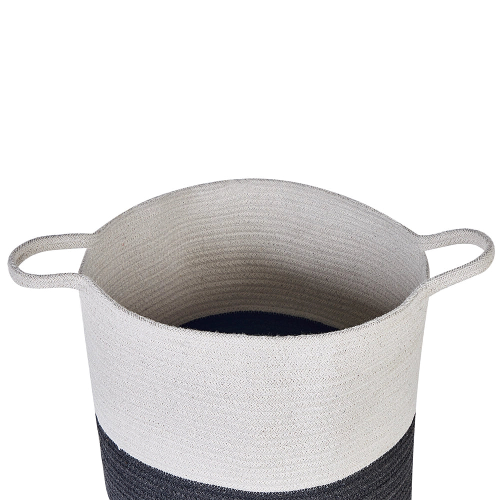 Set di 2 cestini in tessuto cotone bianco nero 35/33 cm per la conservazione ornamento decorazione boho