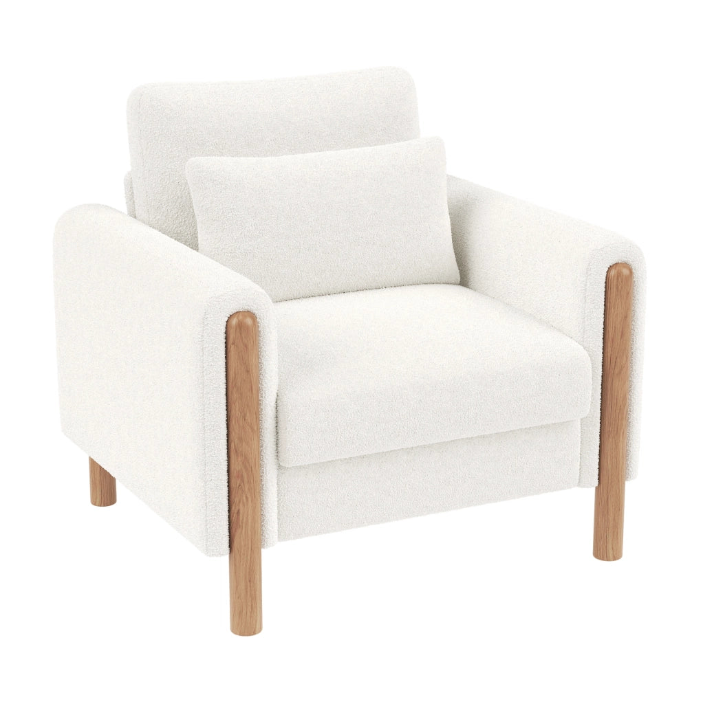 Poltrona 87x83x88.5 cm con cuscino spesso; in tessuto Teddy; bianco