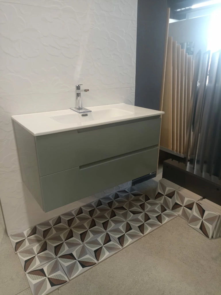 MOB.BAGNO  90CM EMILI 2CASS X LAVABO SALVIA OPACO - 8.0
