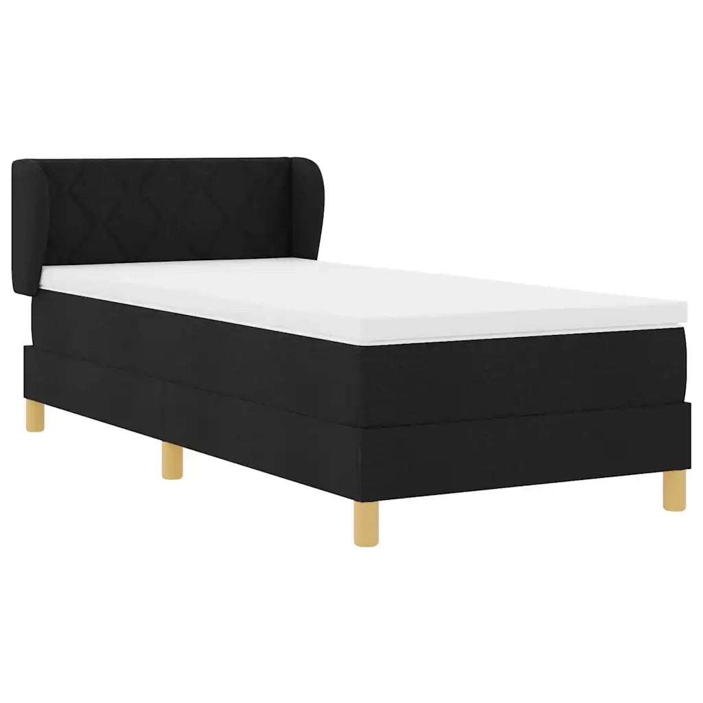 Letto a molle con testiera Nero 90 x 200 cm Tessuto 3340257
