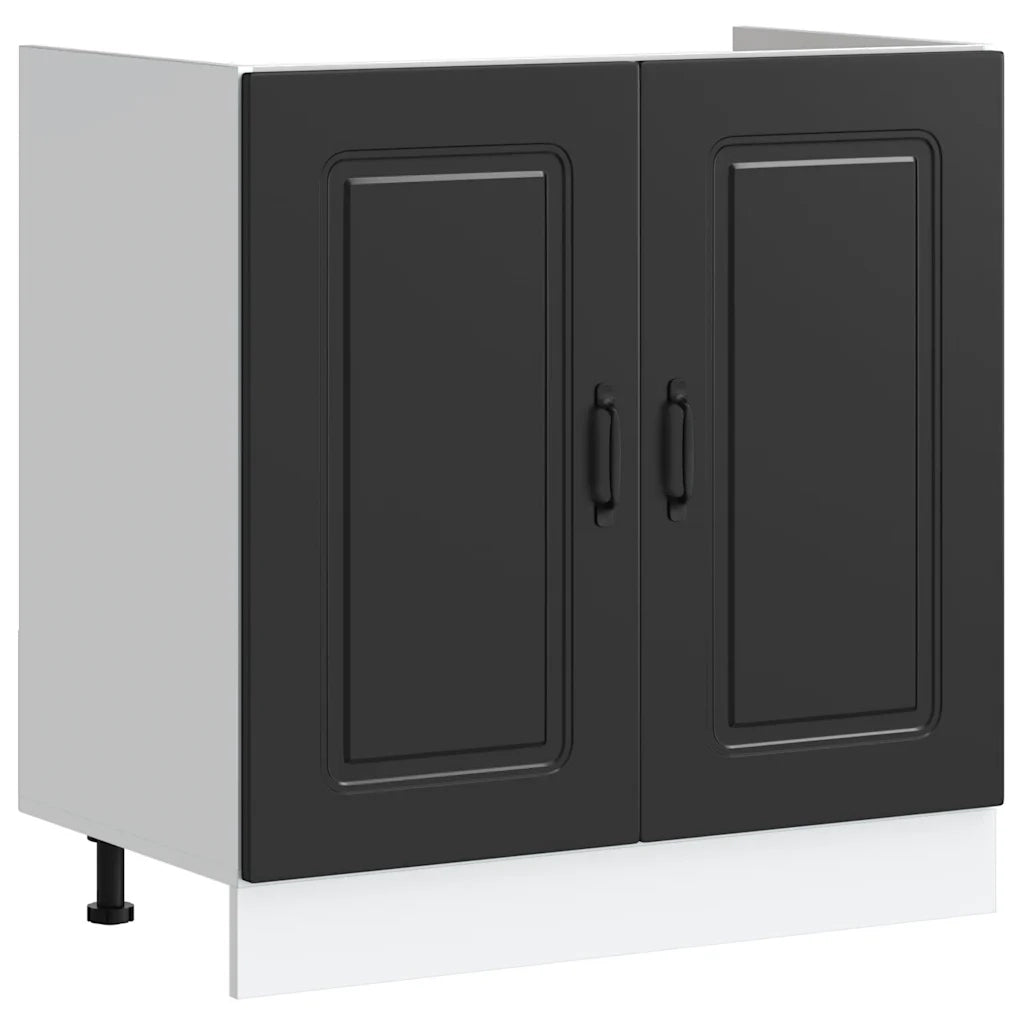 Mobile base lavello-Armadietto da bagno Kalmar Nero 80x46x81,5 cm in Truciolato