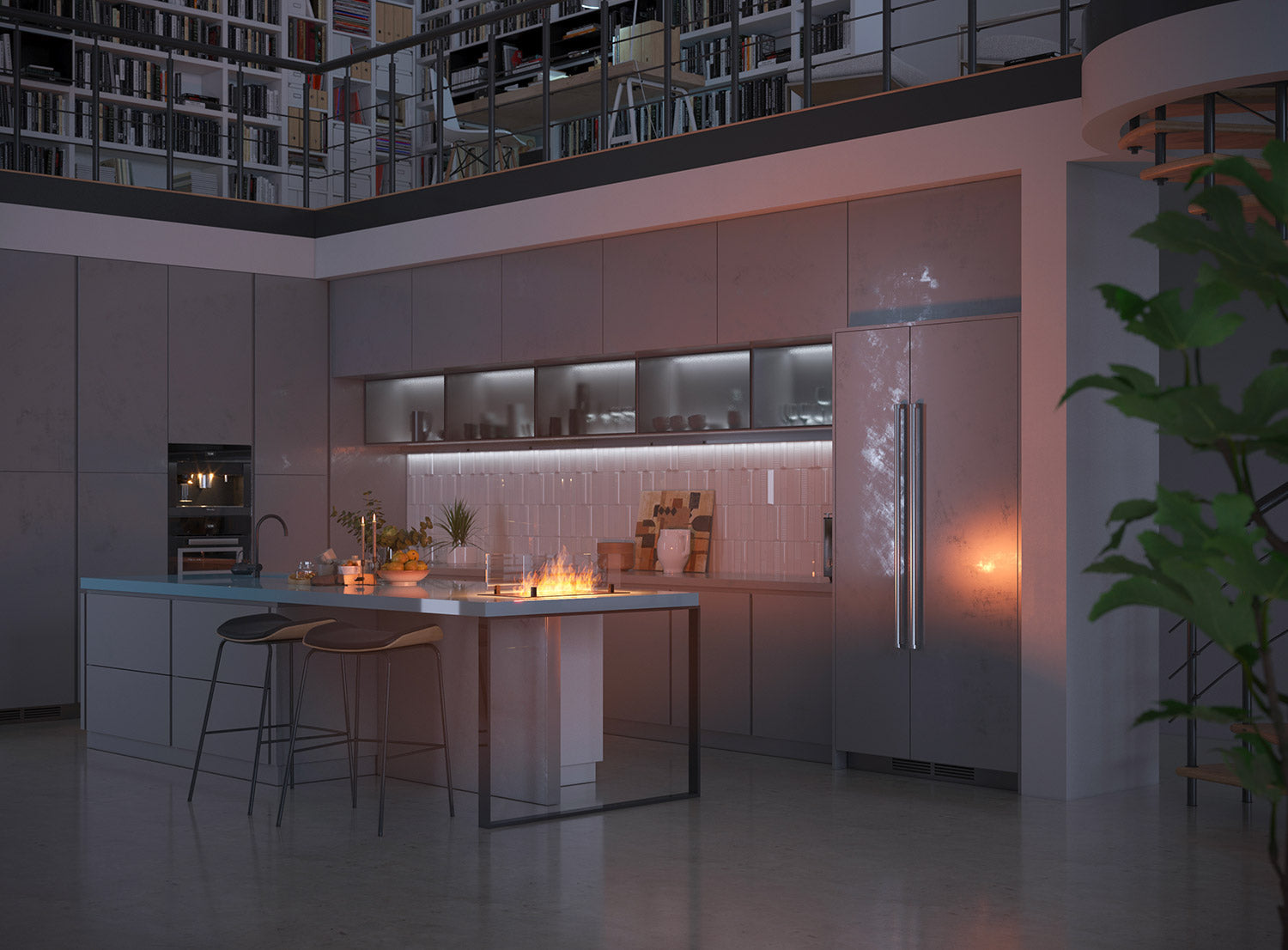 Bruciatore a Bioetanolo da Incasso 60x32x15 cm Insert Slim 600 Nero con Vetro