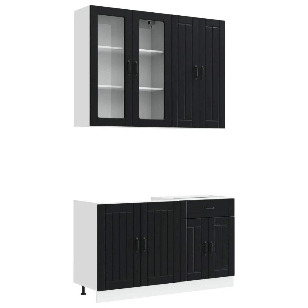 Unità Cucina LUCCA 4 pcs Nero Legno ingegnerizzato 3438326