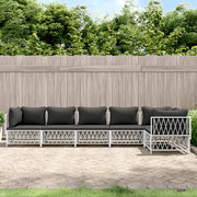 Set Salotto da Giardino 6 pz con Cuscini in Acciaio Bianco 3186876