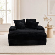 CHAISE LONGUE 175x137x63 cm in velluto a coste nero, 4 cuscini rimovibili