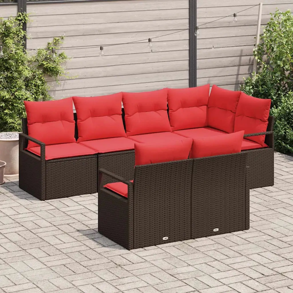 Set di divani 7 pcs Marrone polyrattan