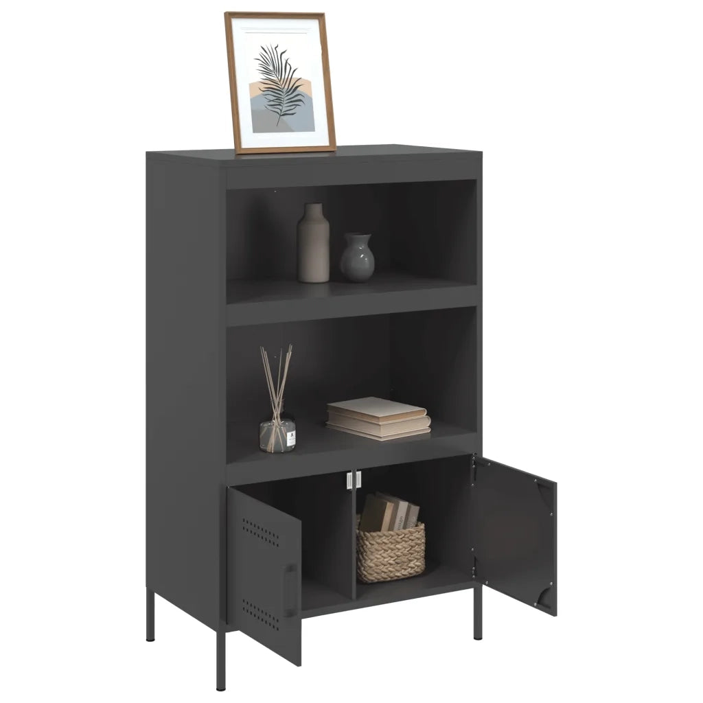 Credenza-Buffet-Armadio da cucina Nera 68x39x113 cm in Acciaio 862550