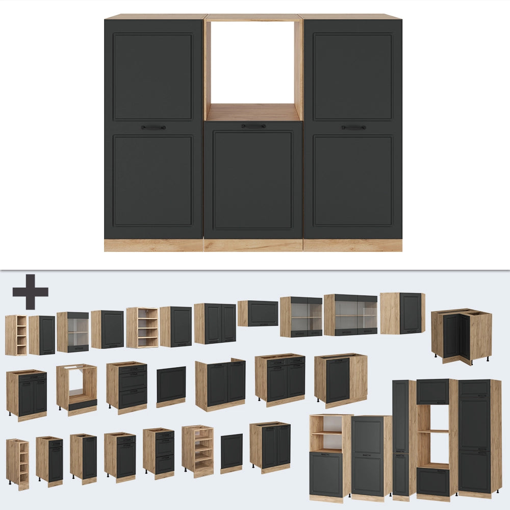 Vicco Cucine componibili piccole Antracite casa di campagna/rovere dorato 180 cm senza piano di lavoro
