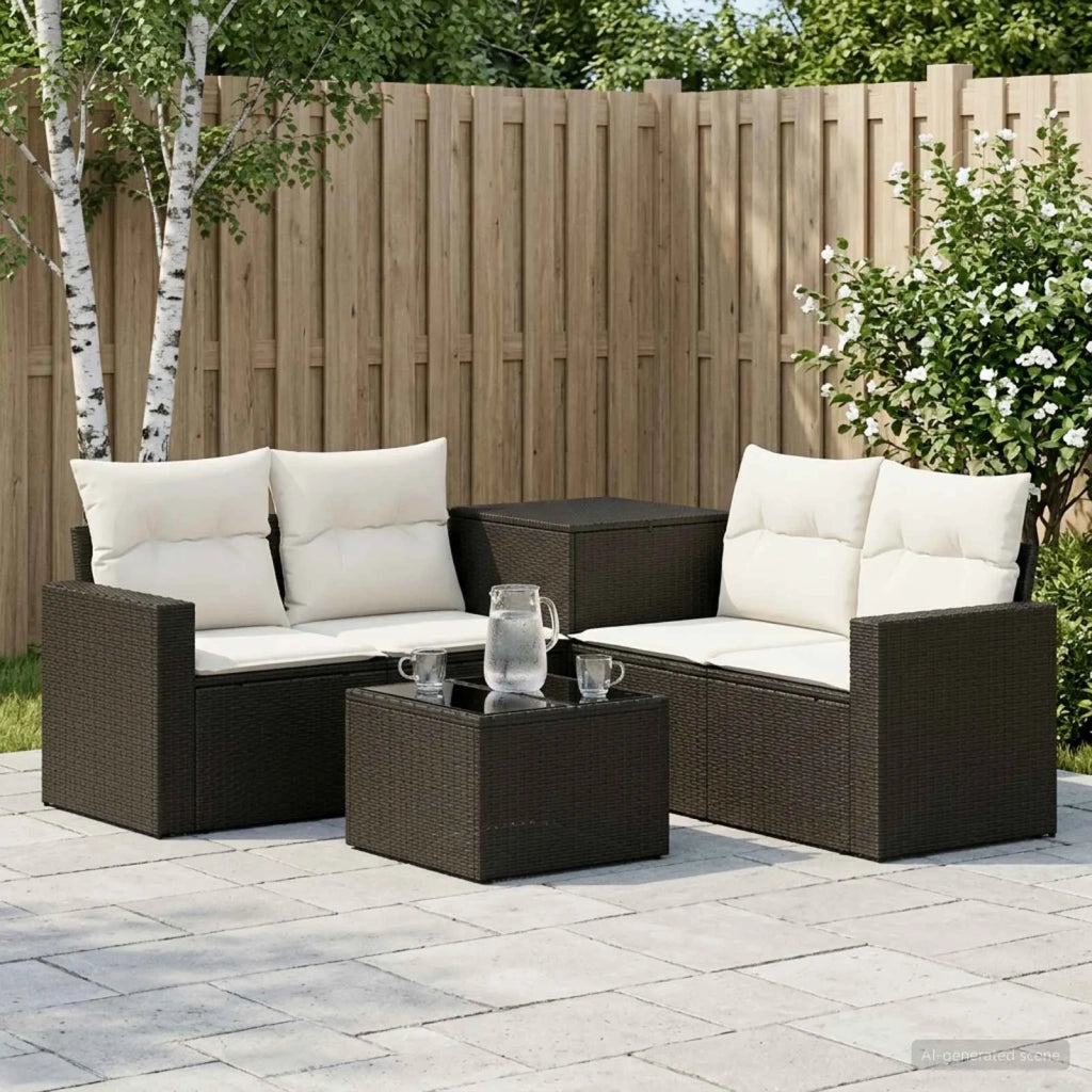Set di divani 6 pz Nero e Bianco Crema 3447392