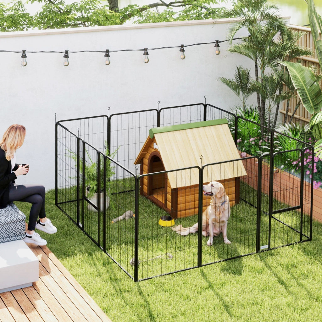 Recinzione per Cani 12 Pannelli ¨C zephmum ¨C Nero 100 cm