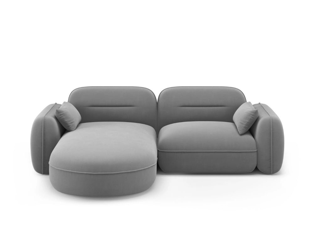 Cosmopolitan Design - Divano angolare modulare sinistro "Sydney" 3 posti in velluto grigio chiaro 