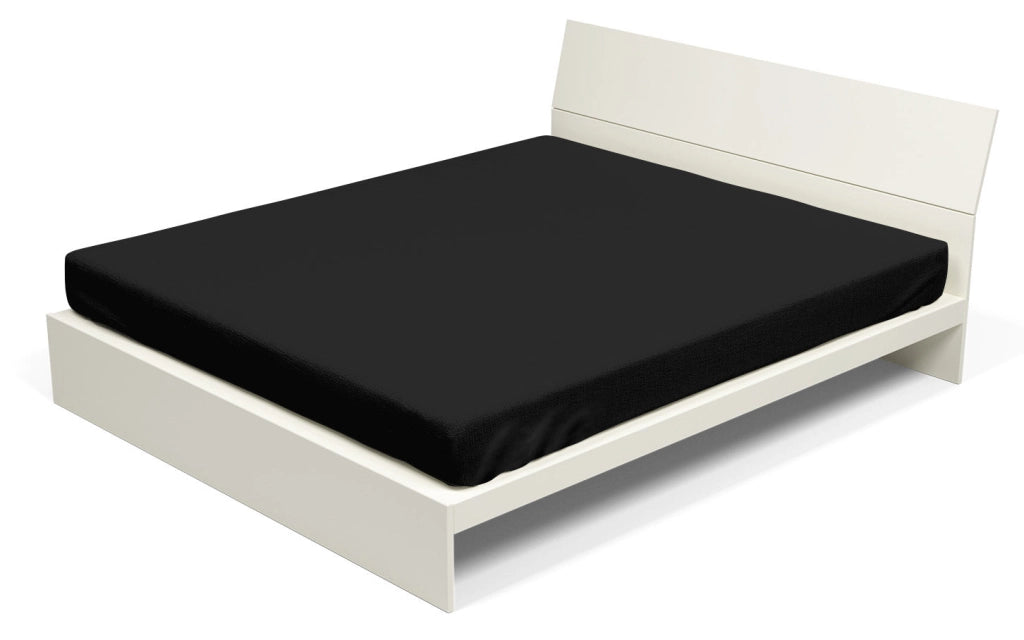 Lenzuolo Sotto con Angoli ed Elastico Tinta Unita Nero Matrimoniale