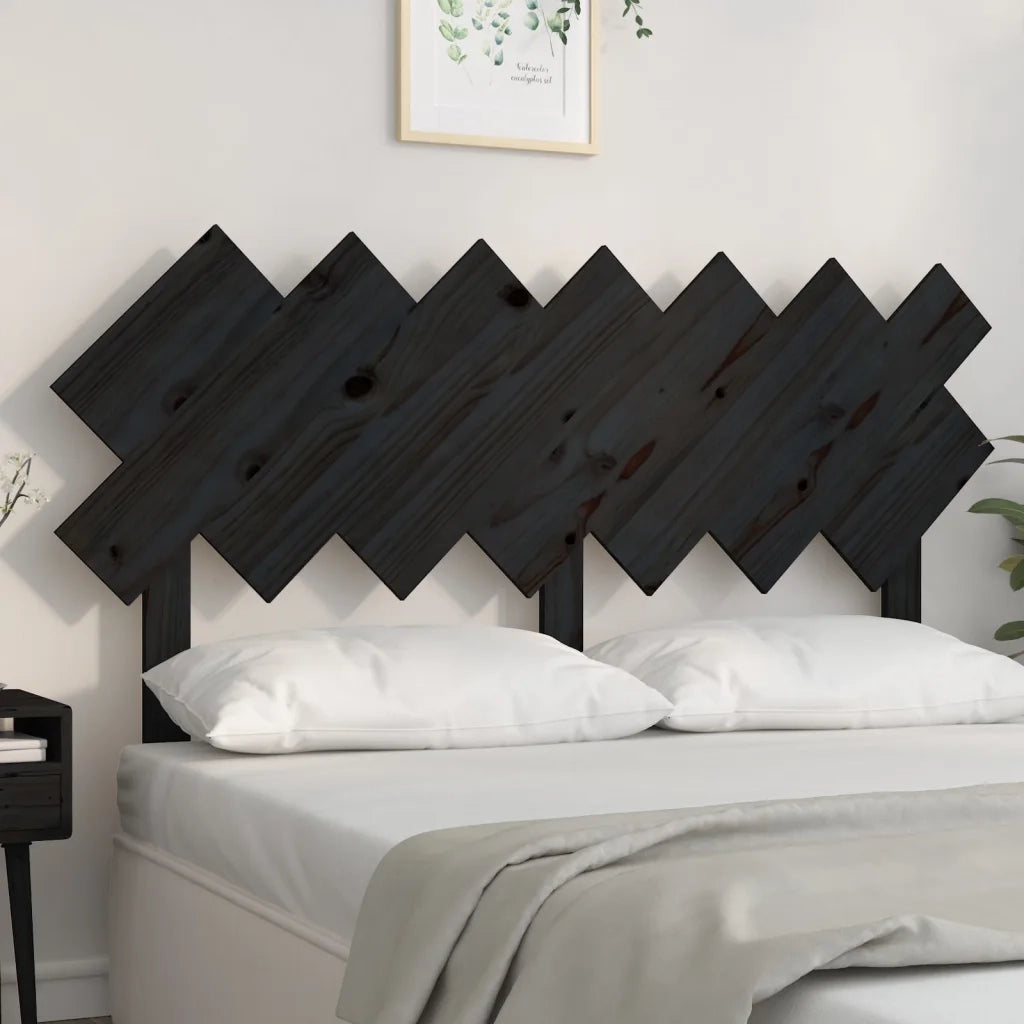 Testiera | Testata per Letto Nera 141x3x80,5 cm in Legno Massello di Pino