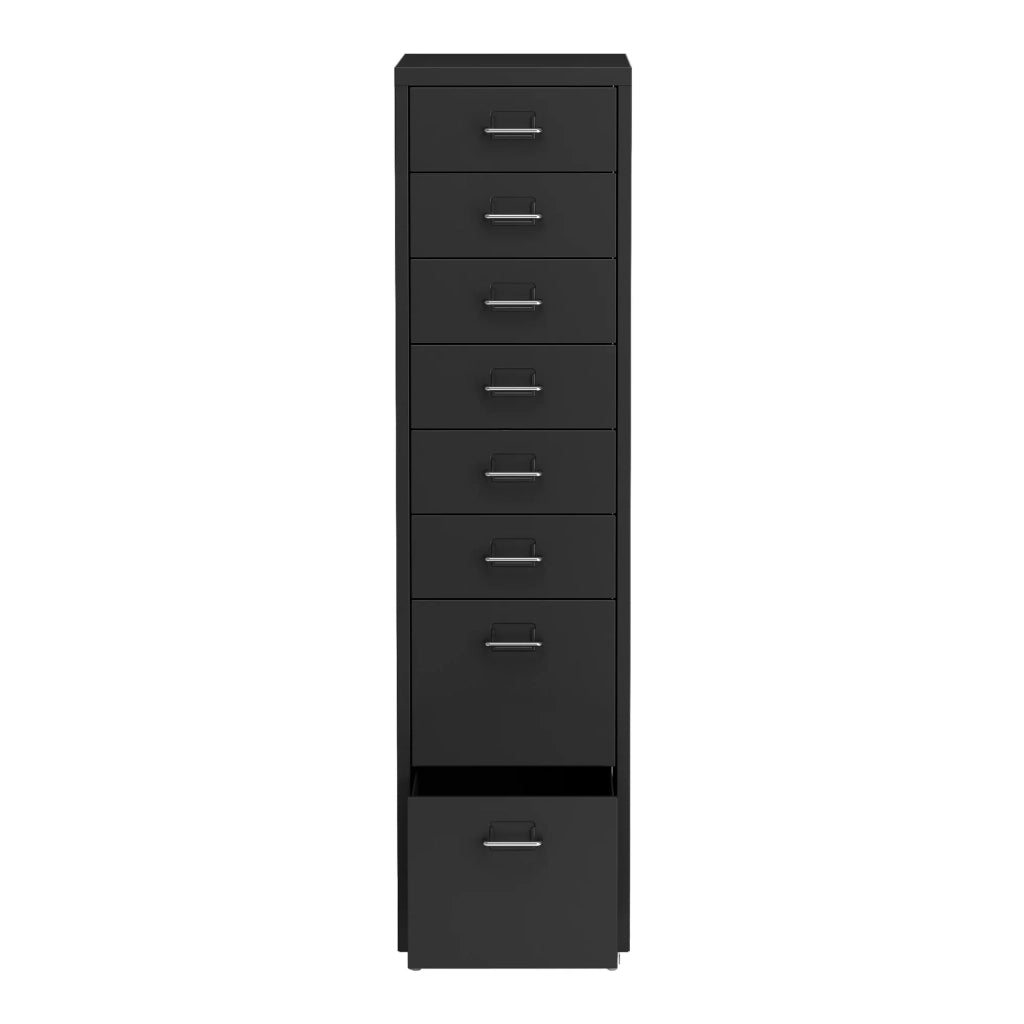 Mobiletto per ufficio mobile contenitore su ruote con 8 cassetti 109 x 28 x 41 cm nero 03_0009114