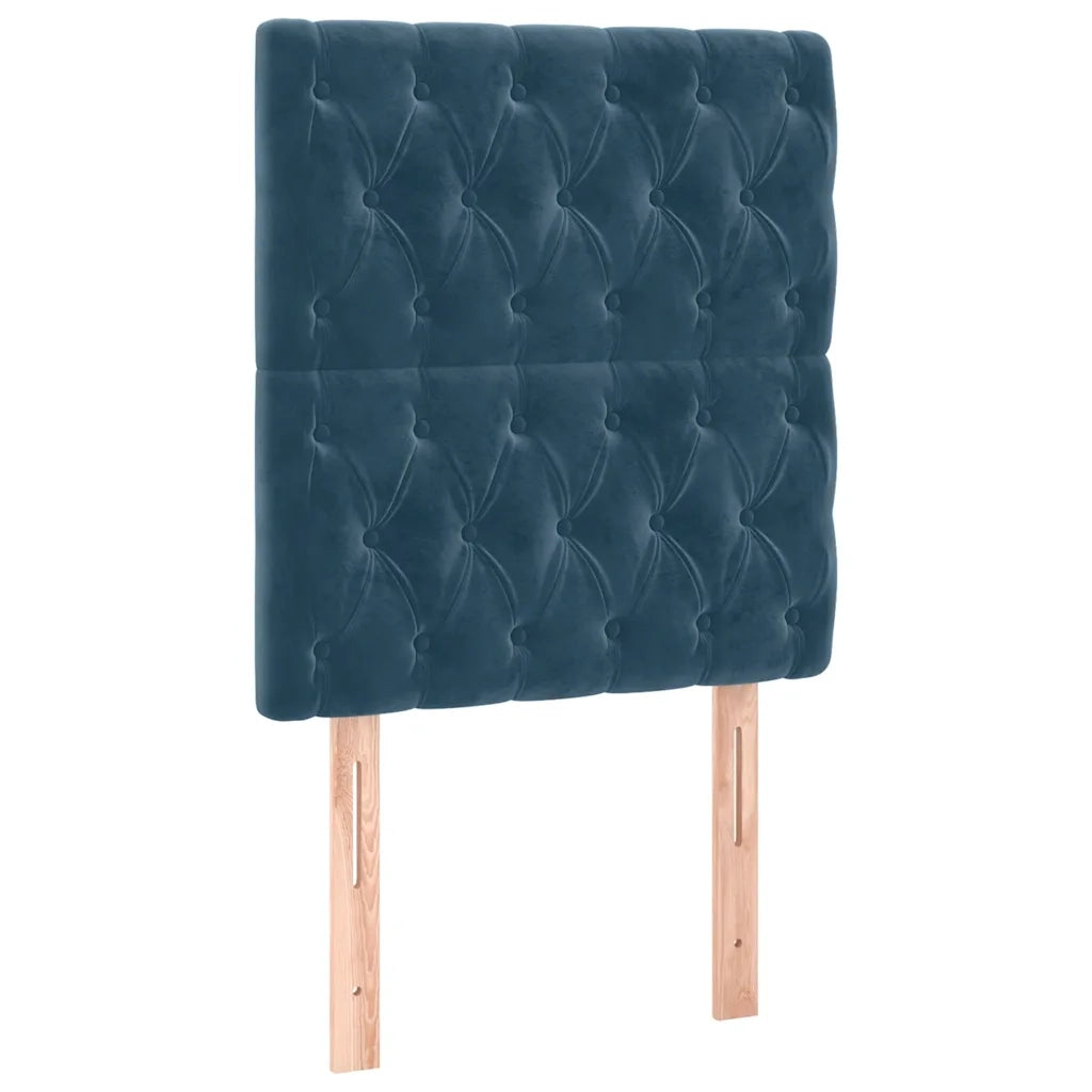 Letto a Molle con Materasso e LED Blu Scuro 90x190cm in Velluto 3136279