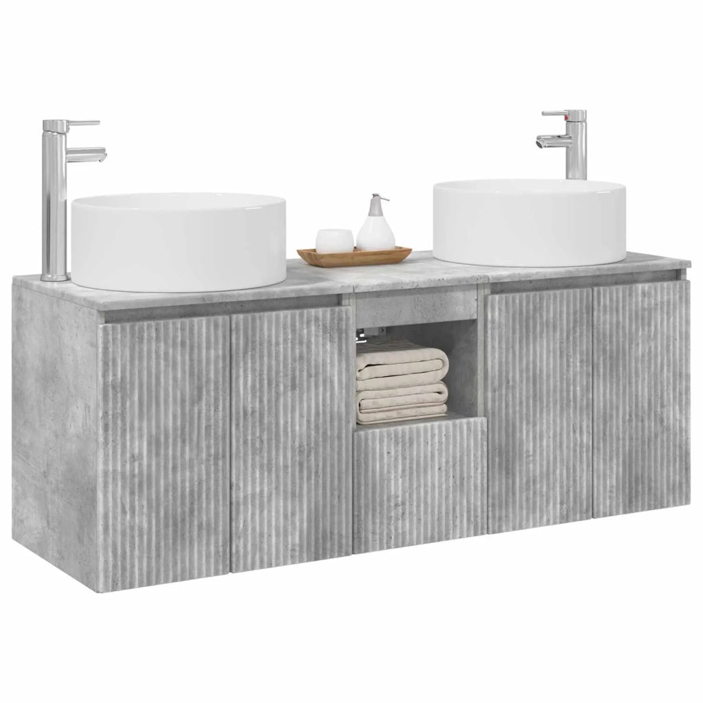 Set di Armadi da Bagno 3 pz Grigio Cemento 3405740