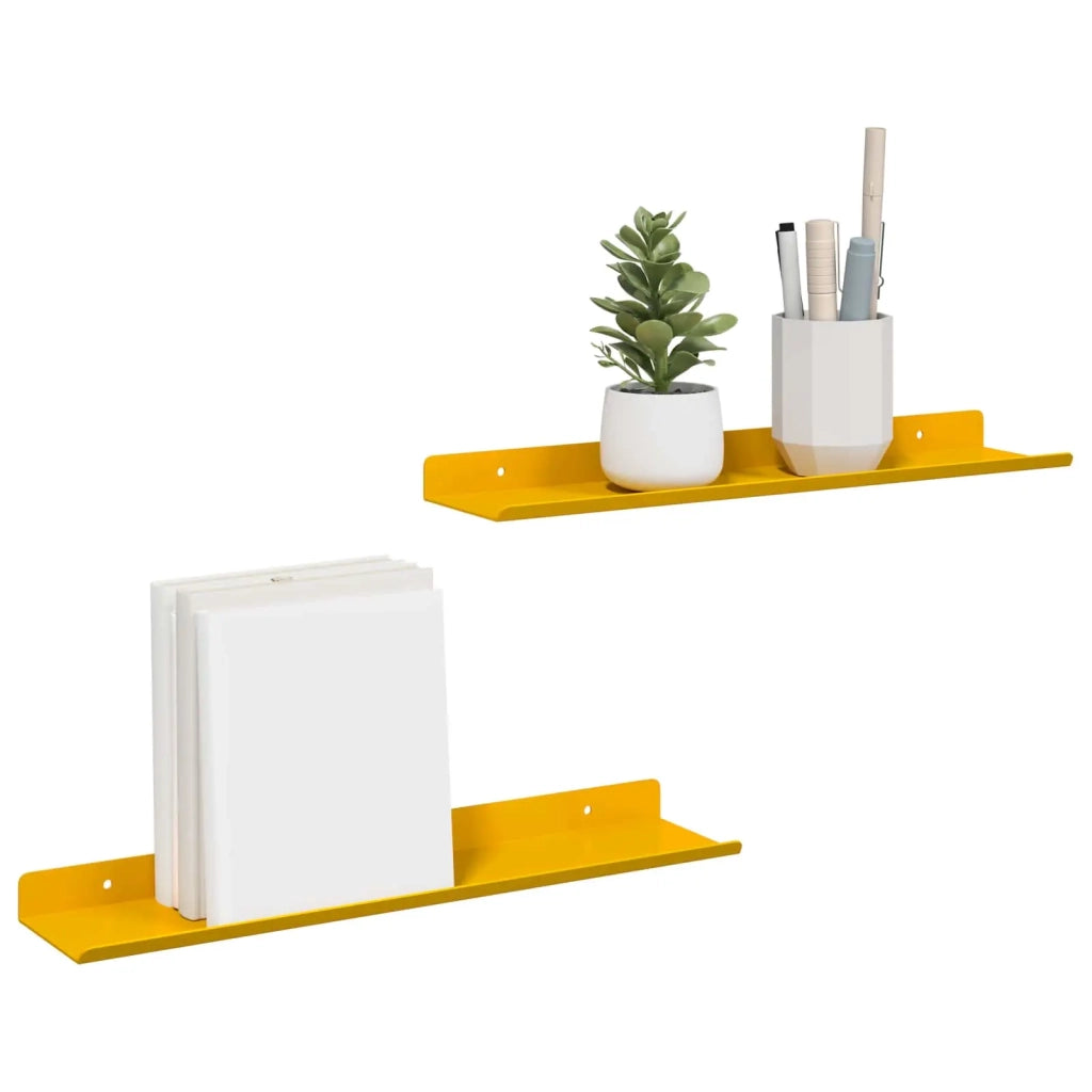 Mensola sospesa 2 pcs Giallo senape 40 x 8,5 x 2,5 cm Acciaio