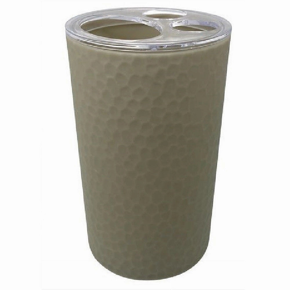 Trade Shop - Porta Spazzolini Bicchiere Accessorio Bagno Beige 3 Fori Portaspazzolini 79178 -