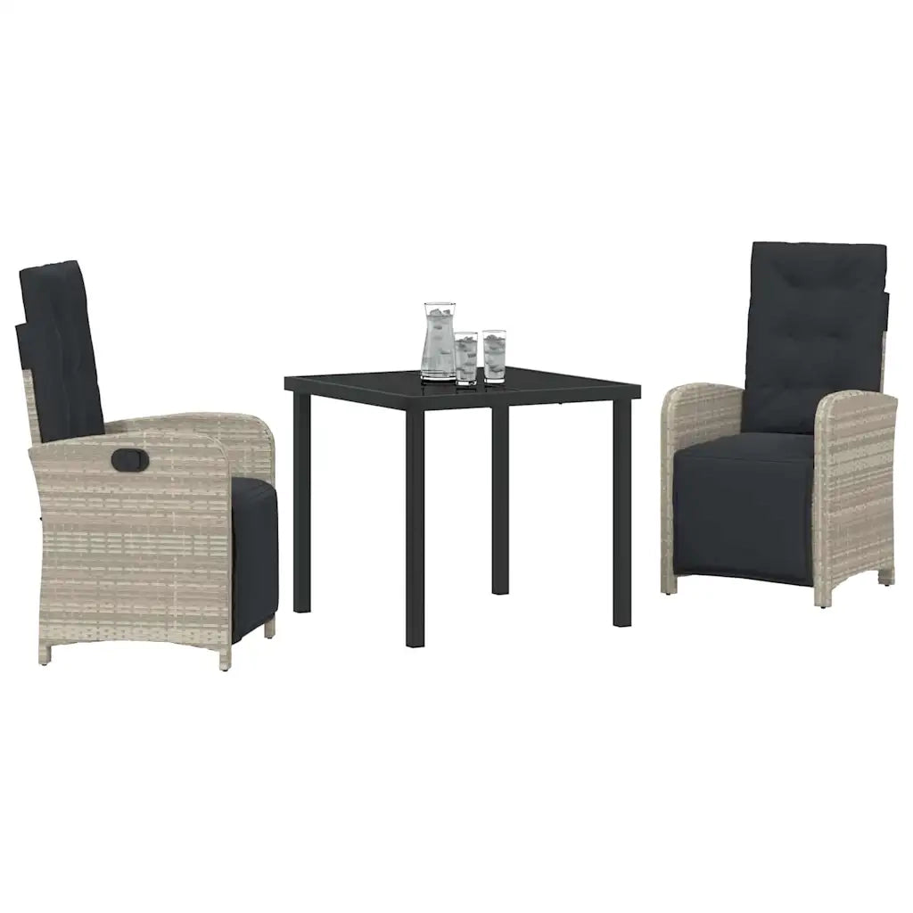 Set da Pranzo per Giardino 3 pcs Grigio chiaro polyrattan 3380344