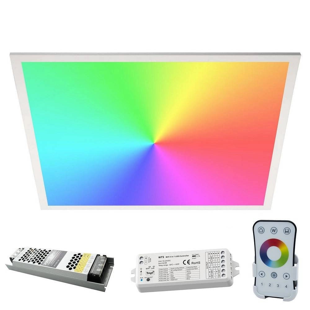Trade Shop - Kit Pannello Ultra Slim Led 94w Centralina Smart Wifi 24v Rgb+4000k Rgbw Alexa Google -