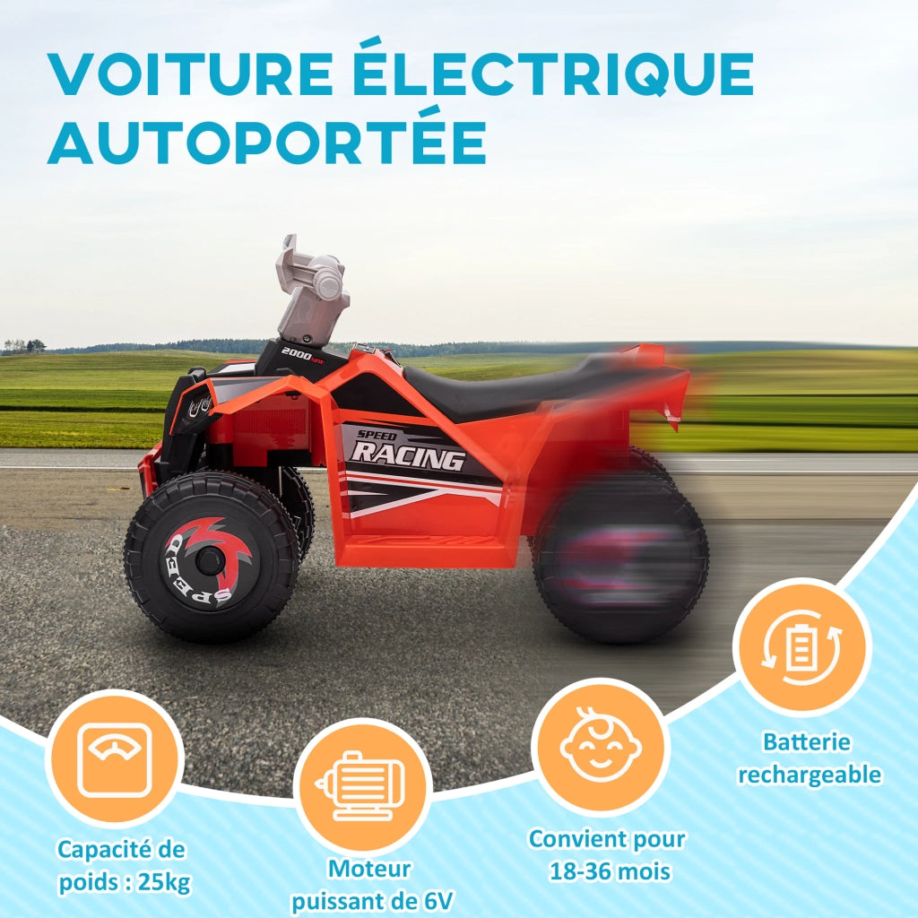 Quad Elettrico per Bambini 6V ¨C Xylo ¨C Rosso 70x41.5x48.5cm