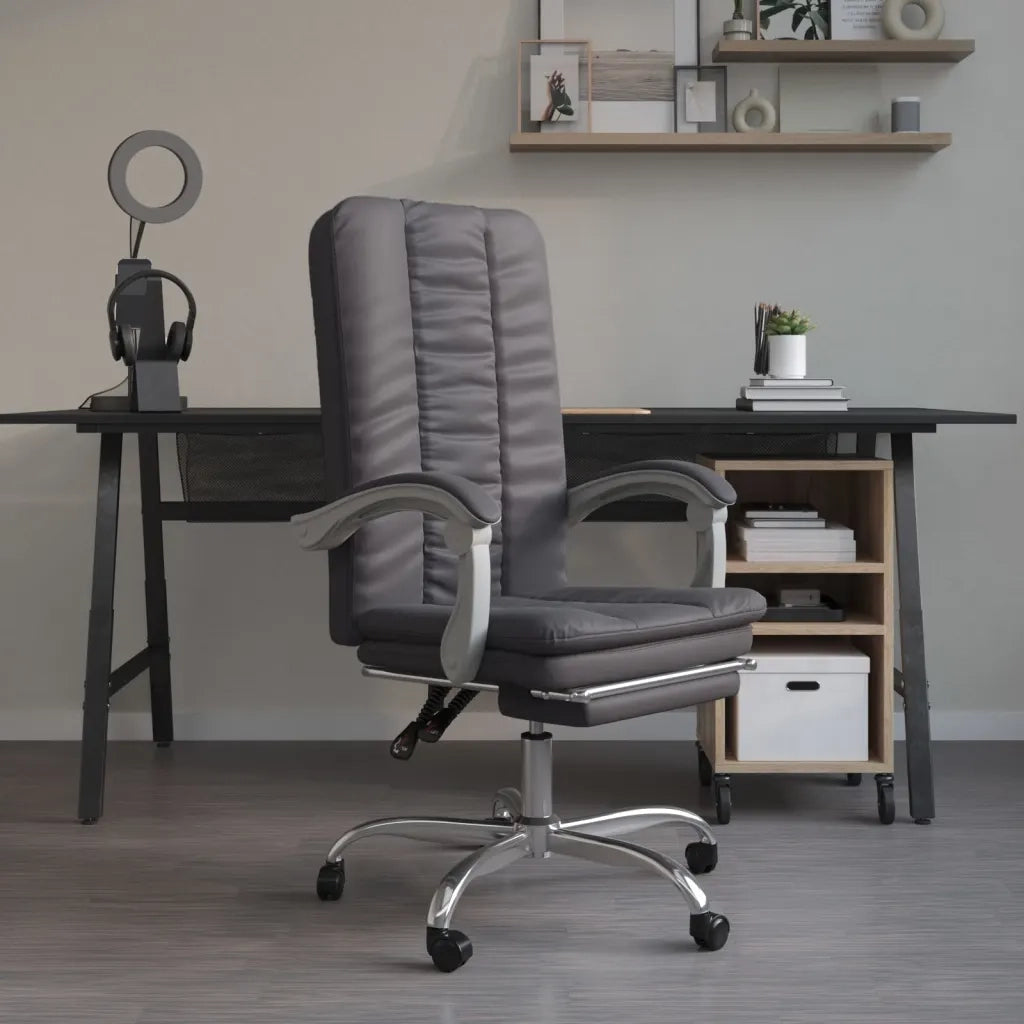 Poltrona da Ufficio Reclinabile Grigia in Similpelle cod mxl 26124
