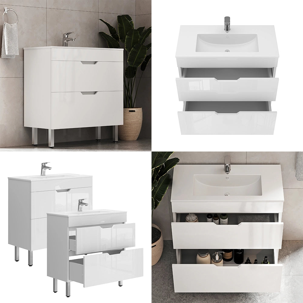 Vicco Set di mobili da bagno Bianco 2 parti, mobile base 80 cm