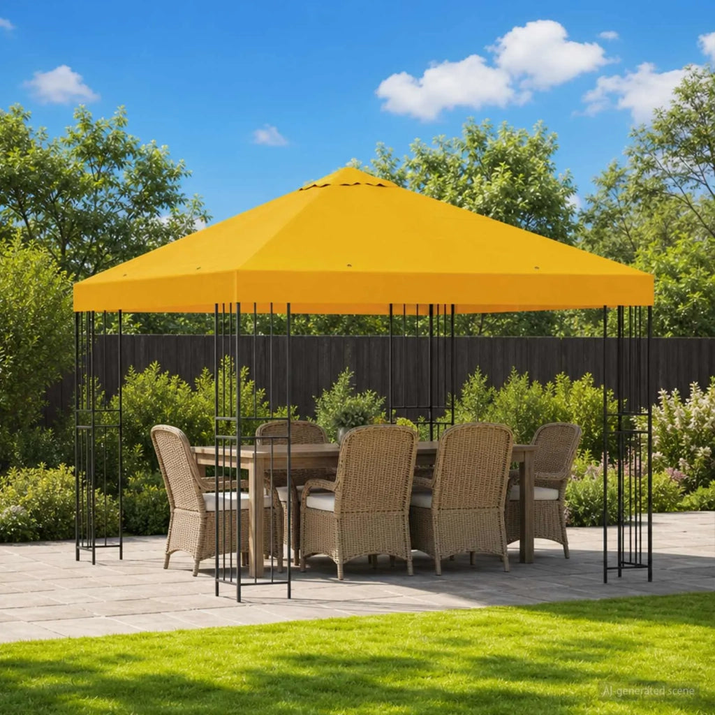 Gazebo | Pergolato 3 x 3 m Giallo Poliestere e Acciaio 190 gsm