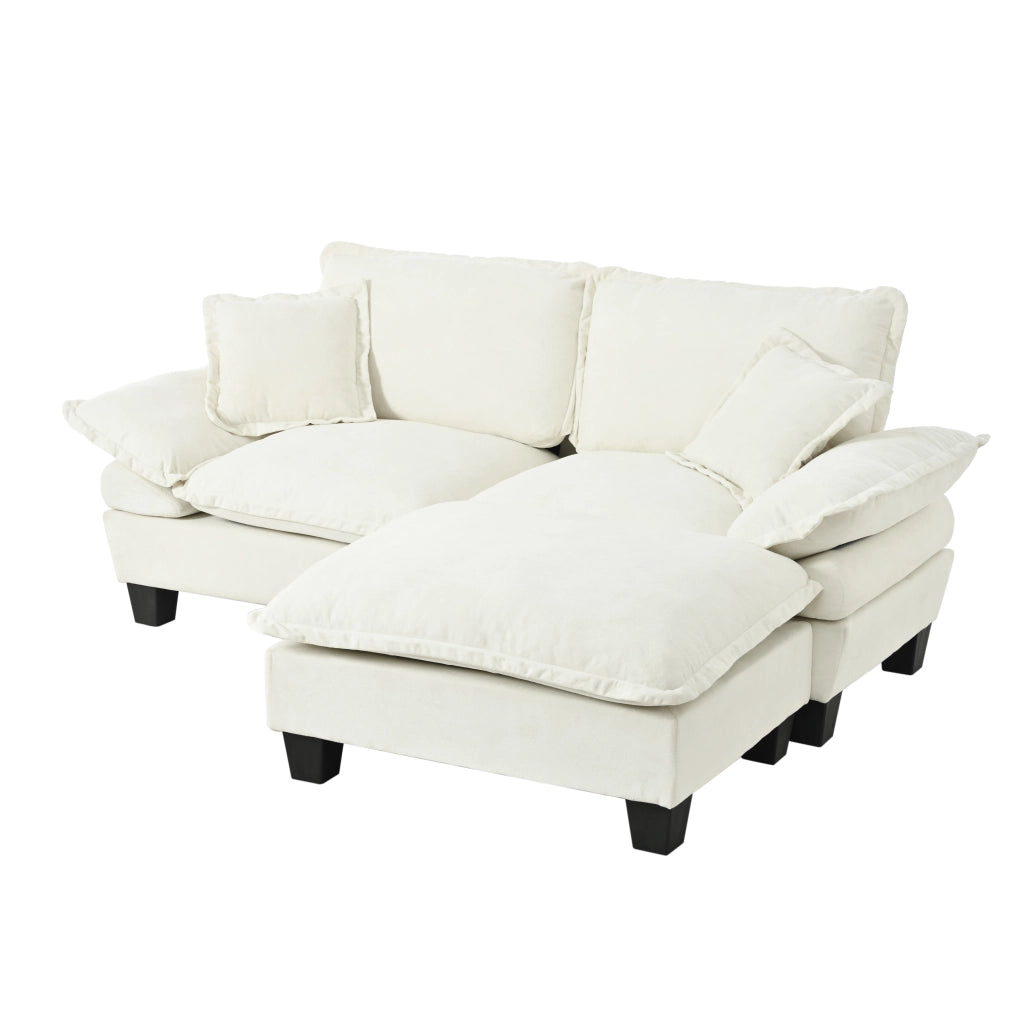 Divano Angolare Modulare con Ottomane ¨C Xylo ¨C Chenille, Cuscini, Beige