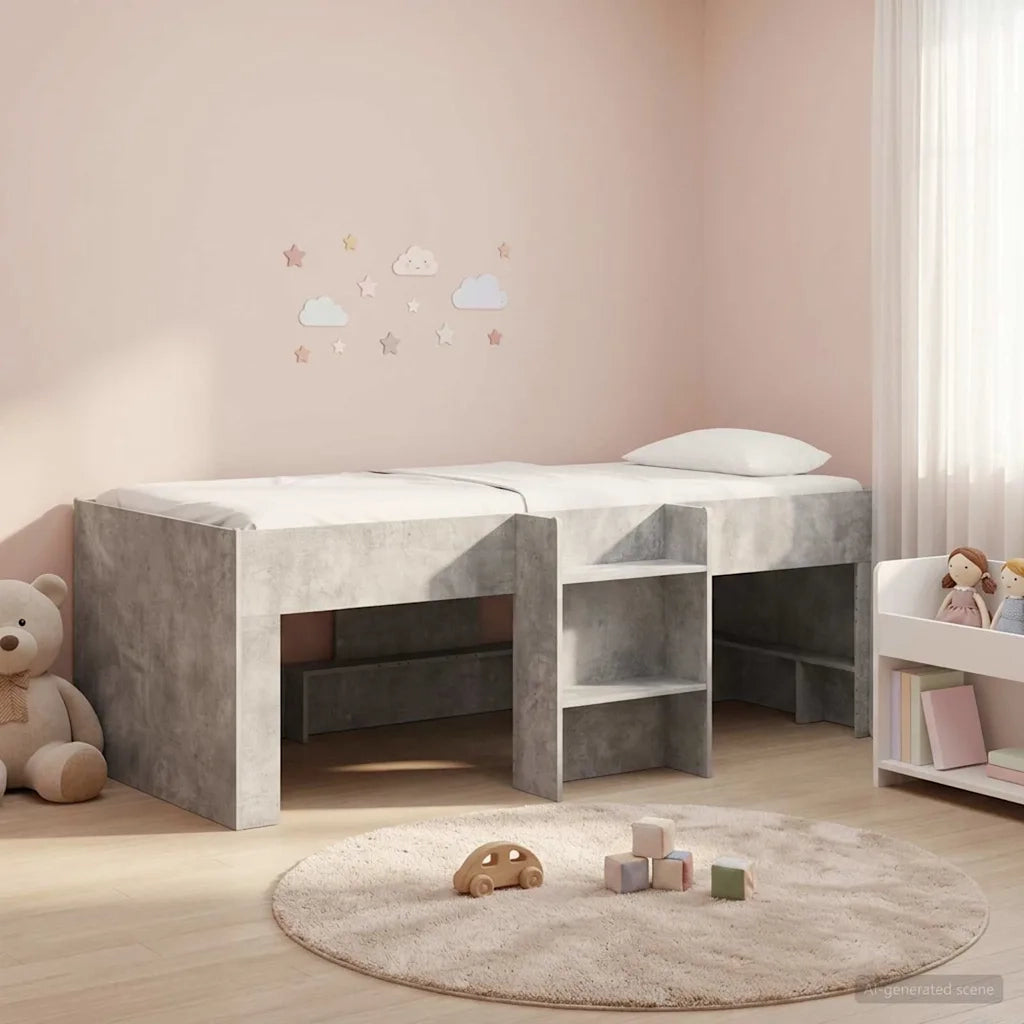 Letto Alto per Bambini | Letto Infantile | Lettino 2 pcs Grigio Cemento 90 x 190 cm